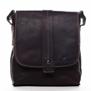 Pánská kožená crossbody taška tmavě hnědá - Greenwood Chester 