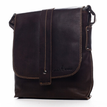 Pánská kožená crossbody taška tmavě hnědá - Greenwood Chester 