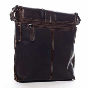 Pánská kožená crossbody taška tmavě hnědá - Greenwood Chester 