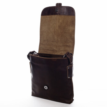Pánská kožená crossbody taška tmavě hnědá - Greenwood Chester 