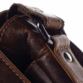 Pánská kožená crossbody taška tmavě hnědá - Greenwood Chester 