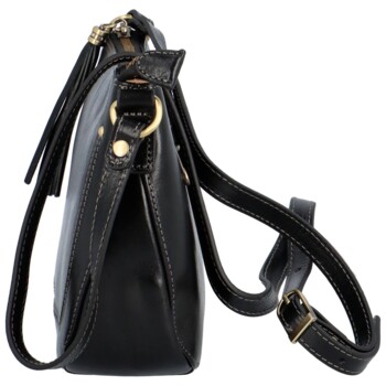 Dámska kožená crossbody kabelka černá - Katana Sinula