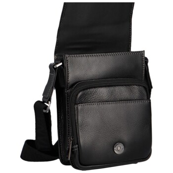Pánská kožená crossbody taška černá - Katana Vermunt