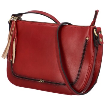 Dámská kožená crossbody kabelka tmavě červená - Katana Sinula