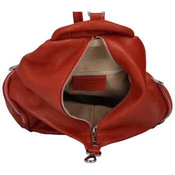 Dámský kožený batoh cihlově červený - ItalY Marnos