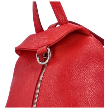 Dámský kožený batoh malinově červený - ItalY Marnos