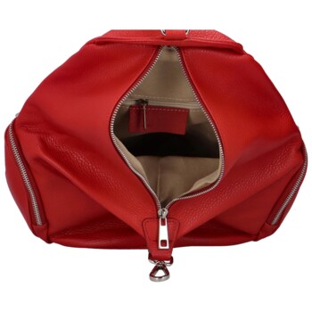 Dámský kožený batoh malinově červený - ItalY Marnos