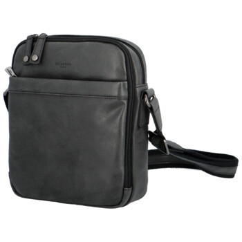 Pánská kožená crossbody taška černá - Hexagona Bermund
