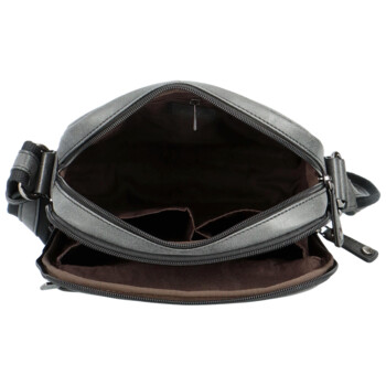 Pánská kožená crossbody taška černá - Hexagona Bermund