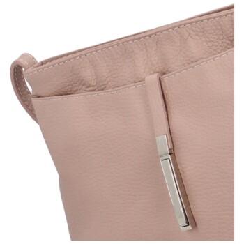 Dámská kožená crossbody kabelka růžová - Delami Eneta