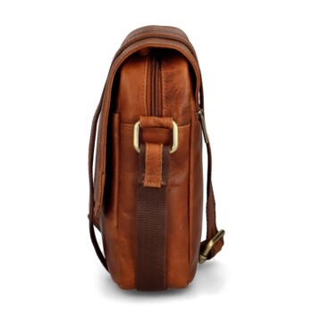 Pánská kožená crossbody/taška koňaková hladká - Diviley Harys