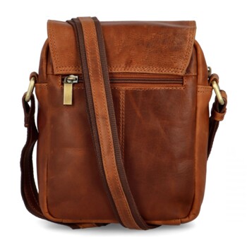Pánská kožená crossbody/taška koňaková hladká - Diviley Harys