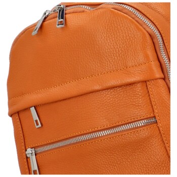 Dámský kožený batoh oranžový - Delami Vera Pelle Heylo