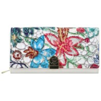 Dámská kožená peněženka bílá/květinová - Gregorio Cassandra