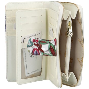 Dámská kožená peněženka bílá/květinová - Gregorio Stefania