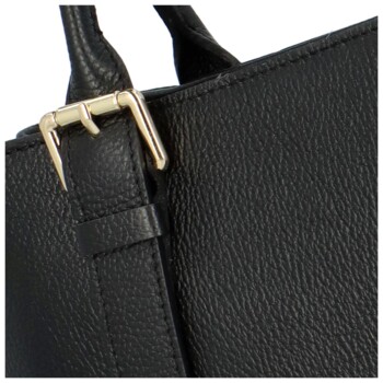 Dámská kožená kabelka do ruky černá - Delami Solida