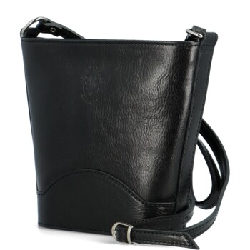 Dámská kožená crossbody kabelka černá - Delami Saimix