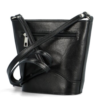 Dámská kožená crossbody kabelka černá - Delami Saimix
