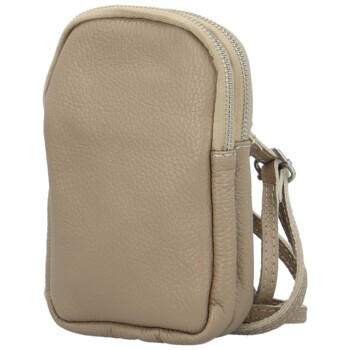 Dámské kožené crossbody pouzdro taupe - Delami Valli