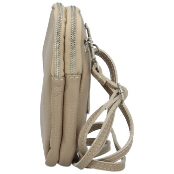 Dámské kožené crossbody pouzdro taupe - Delami Valli