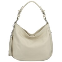 Dámská kožená kabelka přes rameno krémová - Delami Fineska