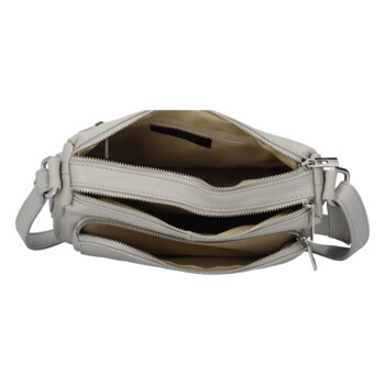 Dámská kožená crossbody kabelka světle šedá - ItalY Bandit