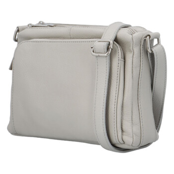 Dámská kožená crossbody kabelka světle šedá - ItalY Bandit