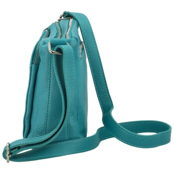 Dámská kožená crossbody kabelka tyrkysová - Delami Vera Pelle Bandit