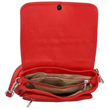 Dámská kožená crossbody kabelka červená - Delami Vera Pelle Madleen