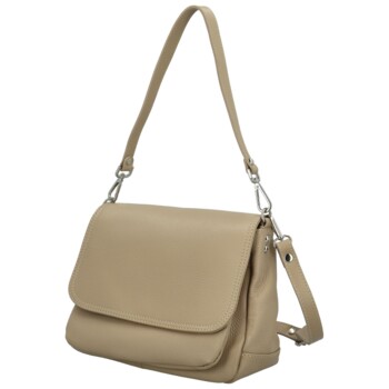 Dámská kožená crossbody kabelka béžová - Delami Vera Pelle Madleen