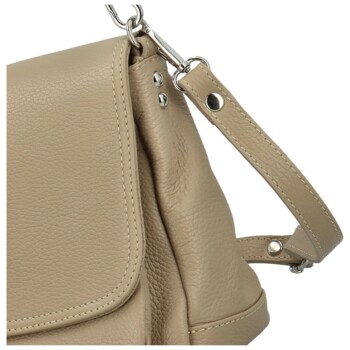Dámská kožená crossbody kabelka béžová - Delami Vera Pelle Madleen