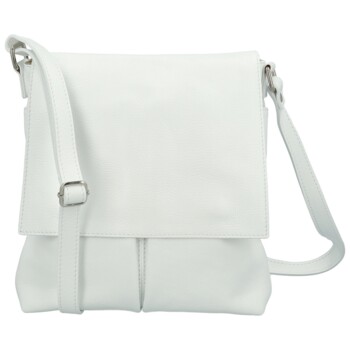 Dámská kožená crossbody kabelka bílá - Delami Vera Pelle Ellie