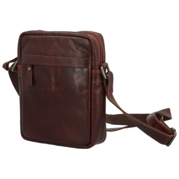 Pánská kožená crossbody taška hnědá - Greenwood Olwen