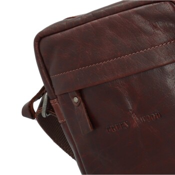 Pánská kožená crossbody taška hnědá - Greenwood Olwen