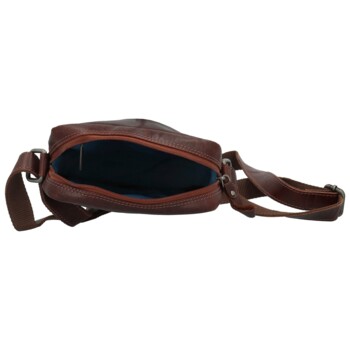 Pánská kožená crossbody taška hnědá - Greenwood Olwen