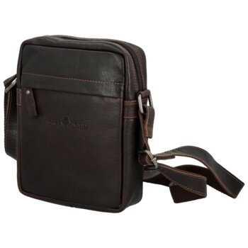Pánská kožená crossbody taška tmavě hnědá - Greenwood Olwen