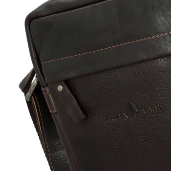 Pánská kožená crossbody taška tmavě hnědá - Greenwood Olwen