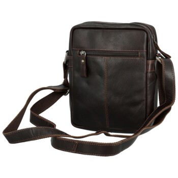 Pánská kožená crossbody taška tmavě hnědá - Greenwood Olwen
