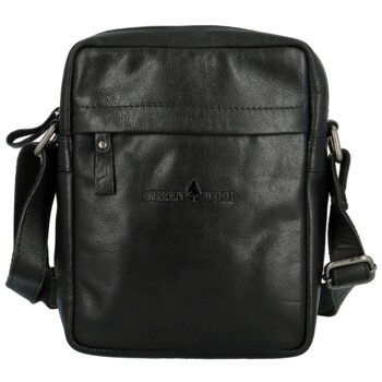Pánská kožená crossbody taška černá - Greenwood Olwen