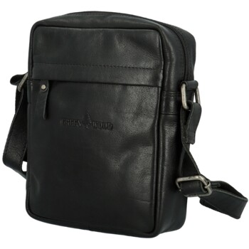 Pánská kožená crossbody taška černá - Greenwood Olwen