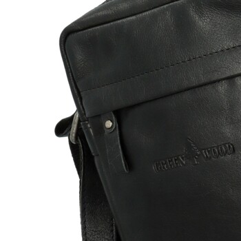 Pánská kožená crossbody taška černá - Greenwood Olwen