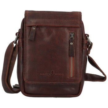 Pánská kožená crossbody taška hnědá - Greenwood Olivier