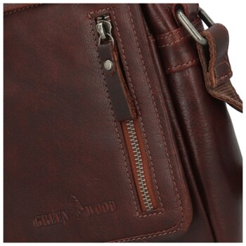 Pánská kožená crossbody taška hnědá - Greenwood Olivier