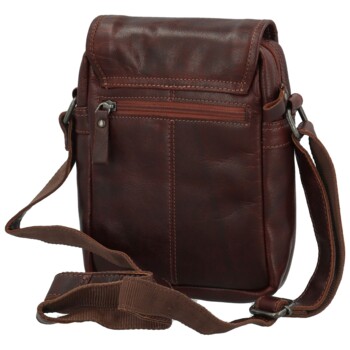 Pánská kožená crossbody taška hnědá - Greenwood Olivier