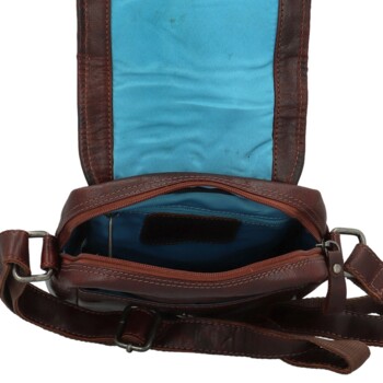 Pánská kožená crossbody taška hnědá - Greenwood Olivier