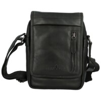 Pánská kožená crossbody taška černá - Greenwood Olivier