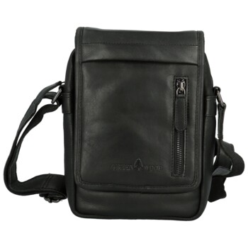 Pánská kožená crossbody taška černá - Greenwood Olivier