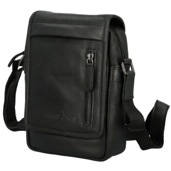 Pánská kožená crossbody taška černá - Greenwood Olivier