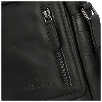 Pánská kožená crossbody taška černá - Greenwood Olivier