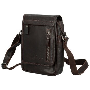 Pánská kožená crossbody taška tmavě hnědá - Greenwood Olivier